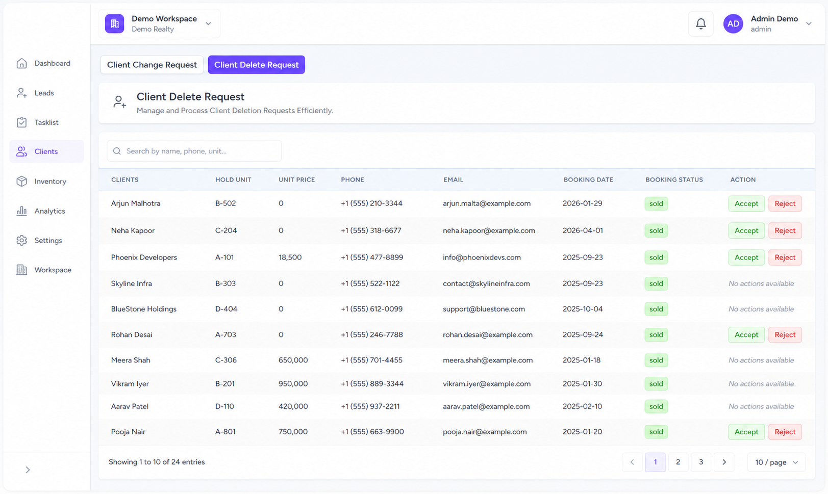 Booking Management Screenshot 4