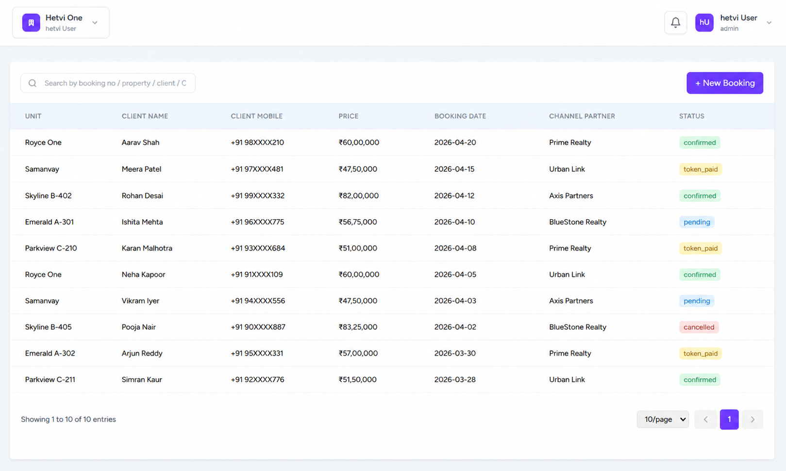 Booking Management Screenshot 5