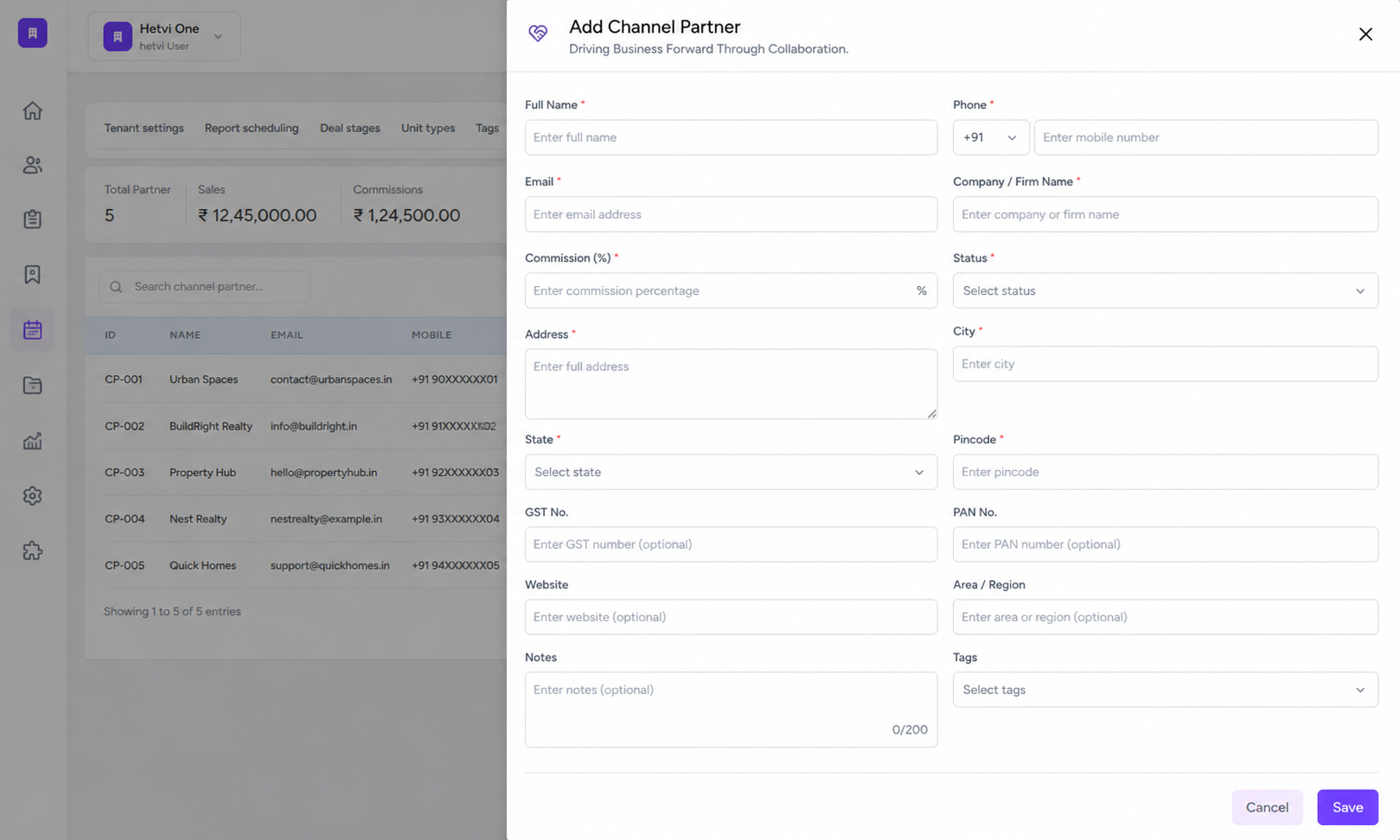 Channel Partner Management Screenshot 2