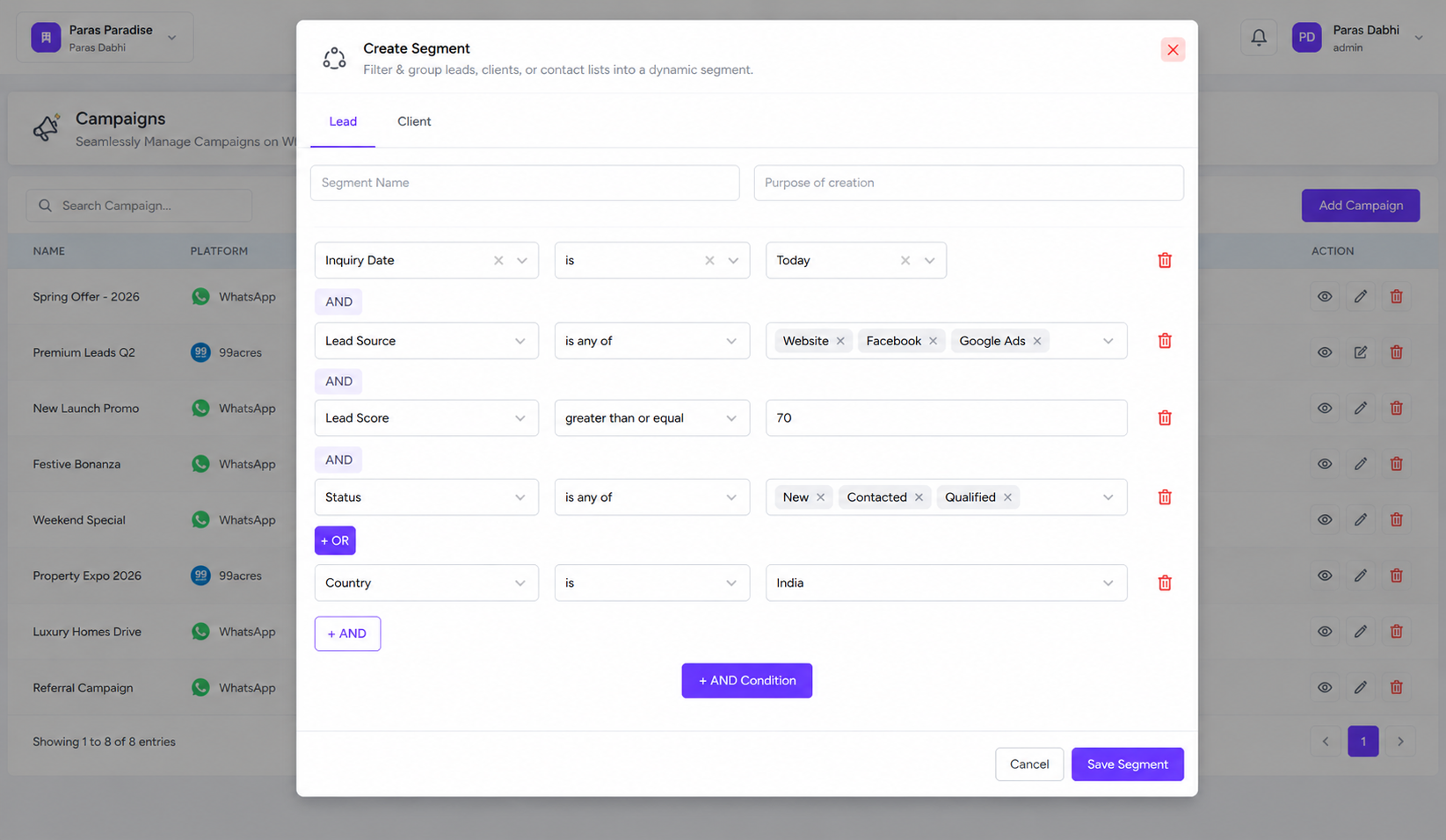 Segment Management Screenshot 2