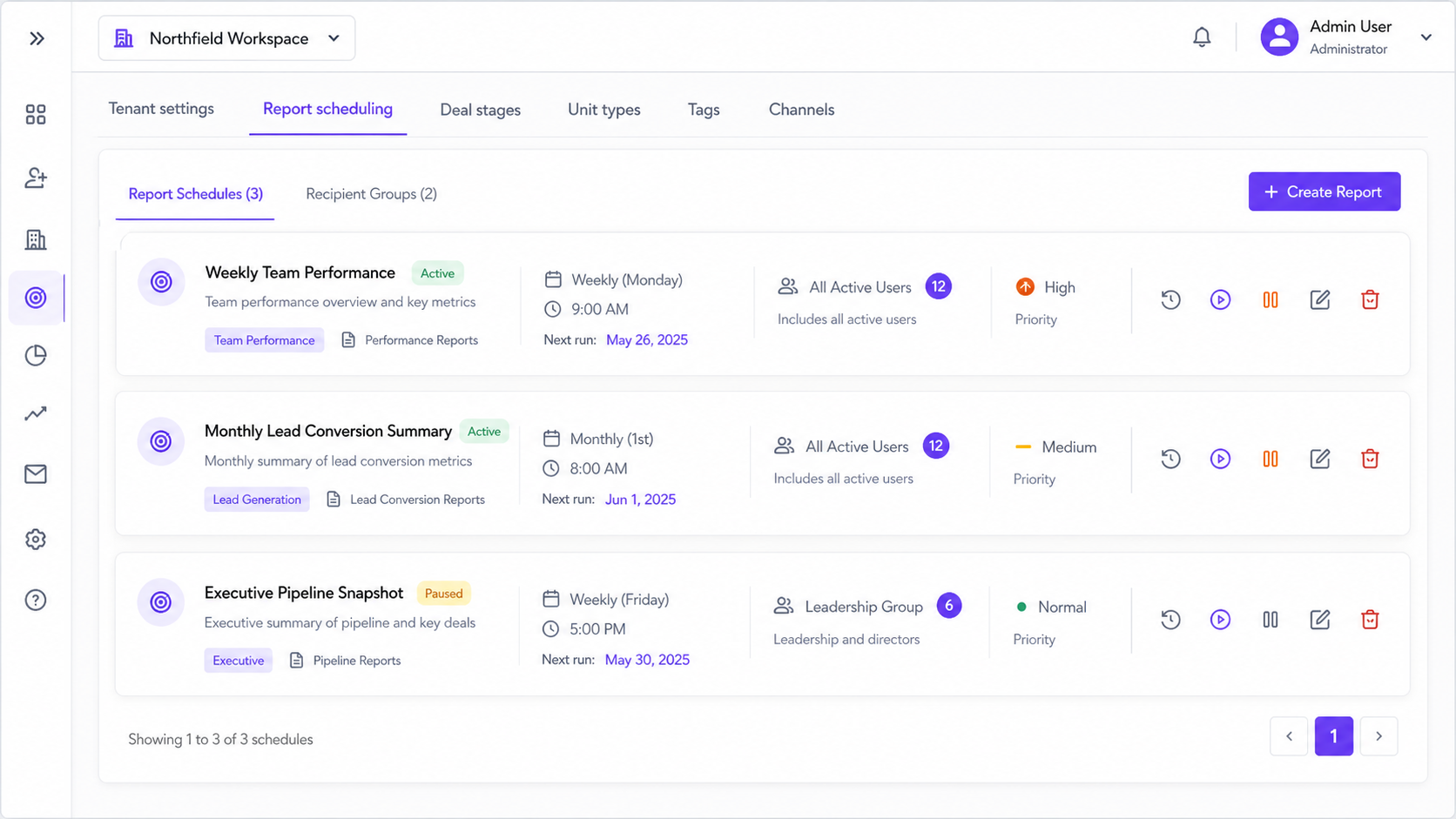 Report scheduling feature 1