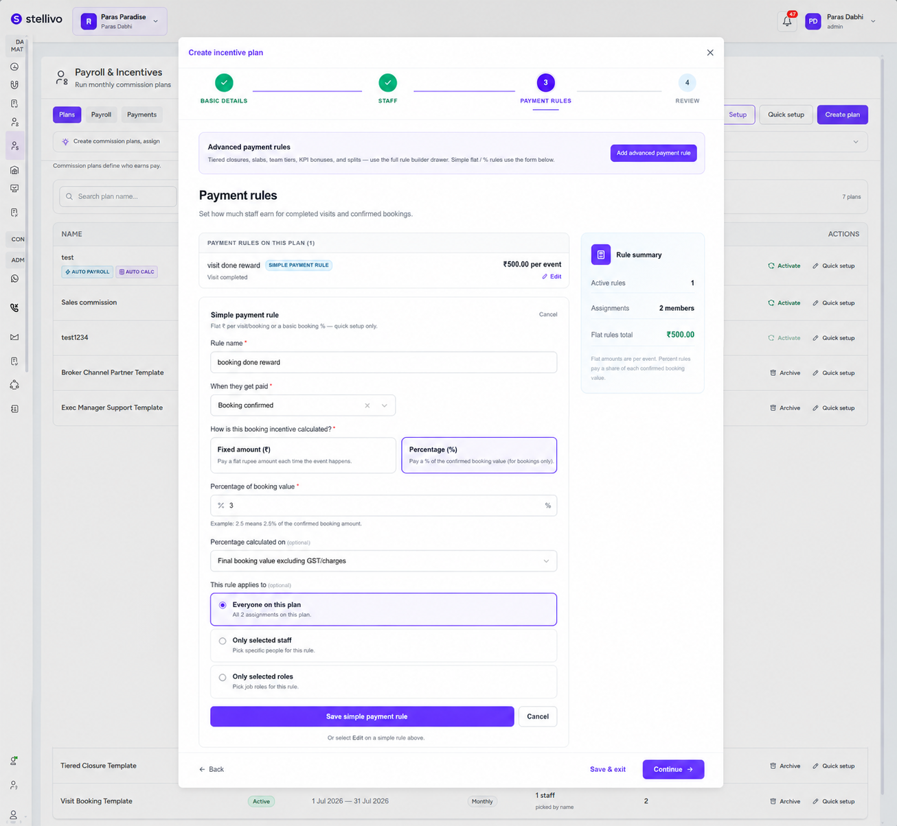 Stellivo incentive plan payment rules