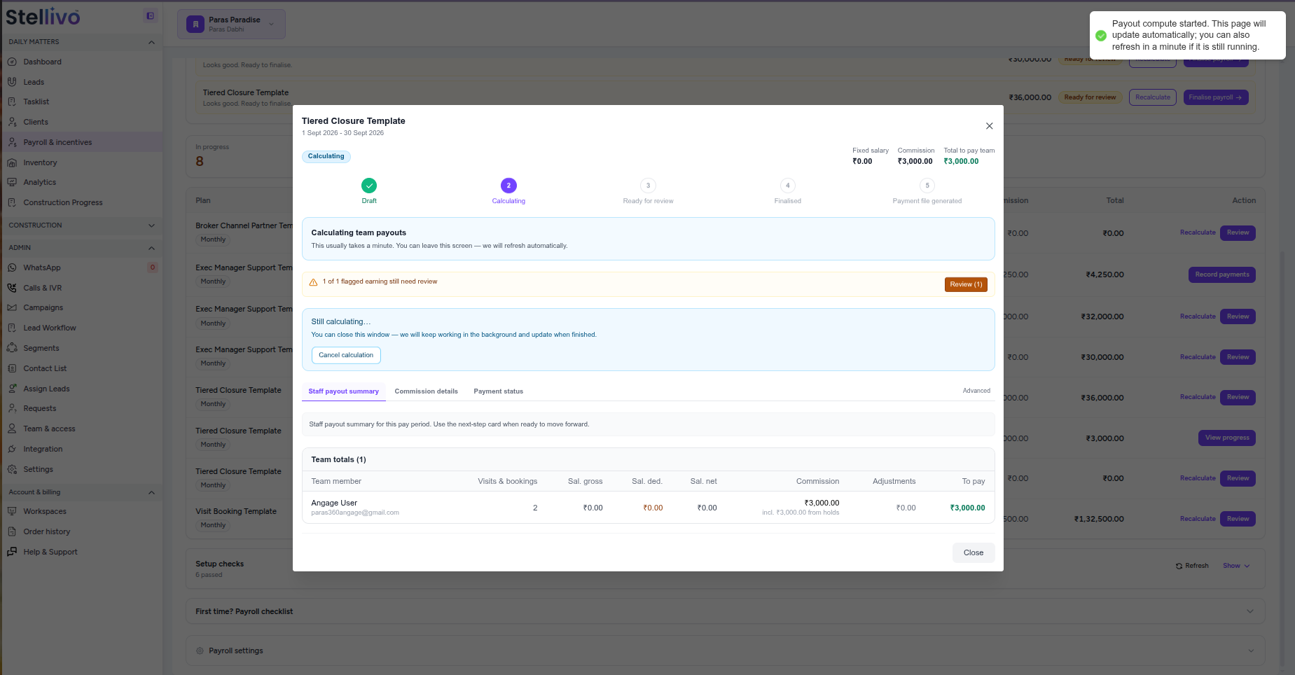 Stellivo payroll ready for review