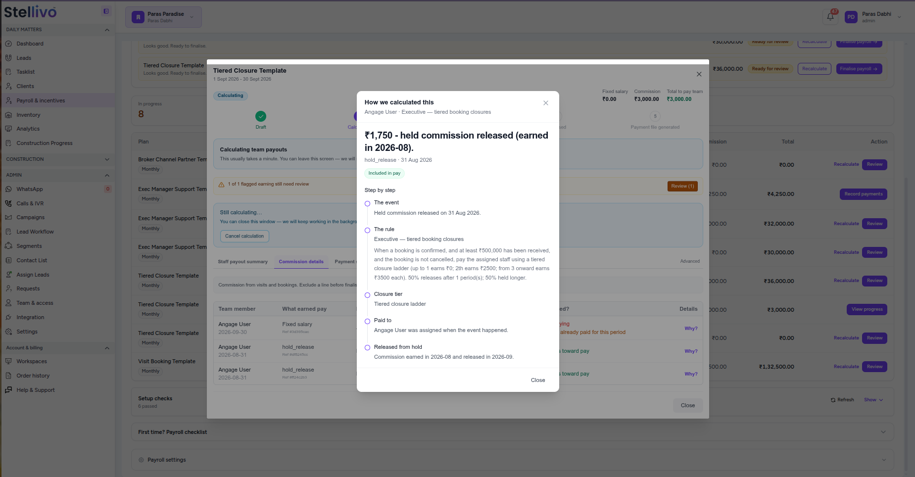 Stellivo payment review status