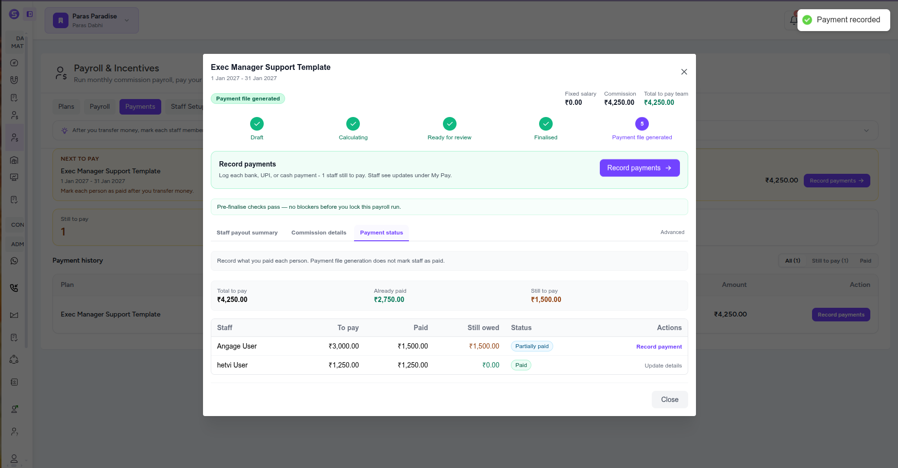 Stellivo payment status