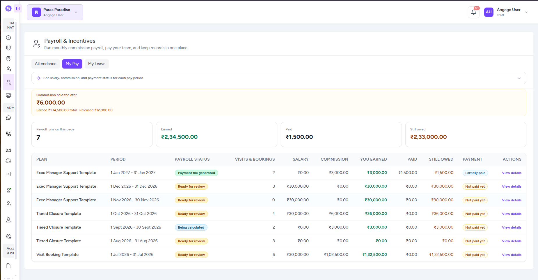 Stellivo my pay overview