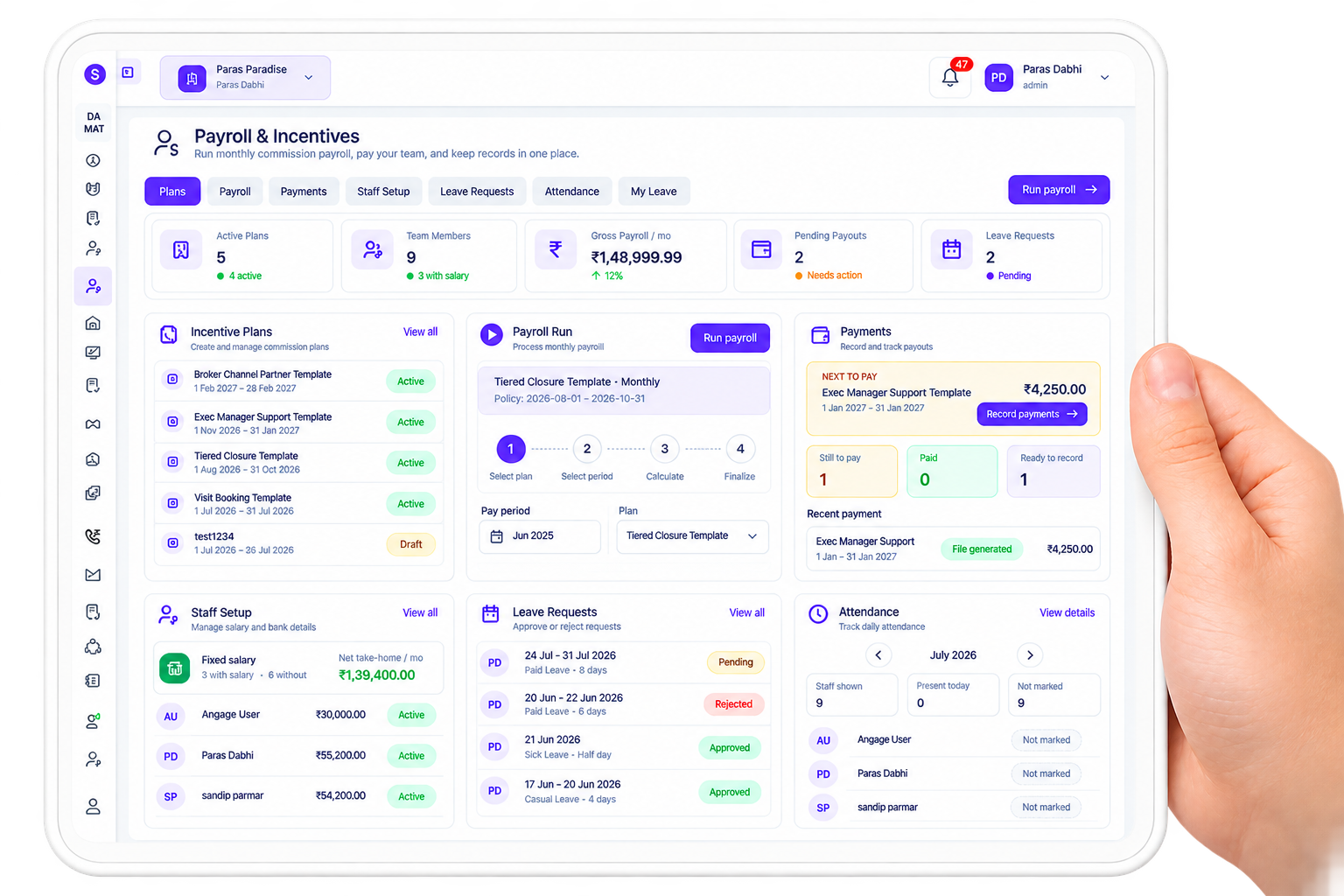 Stellivo Payroll and Incentives management